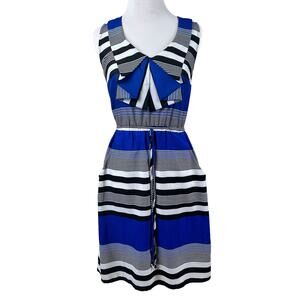 Maurices Y2K Short Summer Dress Womens XS Blue Striped Sleeveless Ruffled Mini
